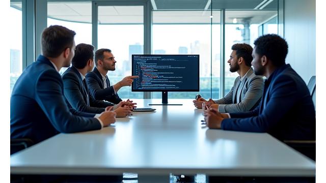 Professionals collaborating in a modern tech office, symbolizing technology sector executive placements.