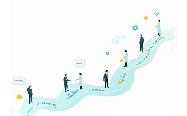 Roadmap illustration showing steps for payroll system implementation and continuous support.